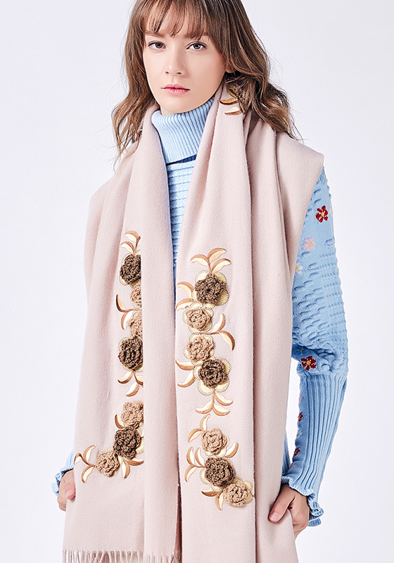 Embroidery Wool Scarf Embroidery Wool Scarf