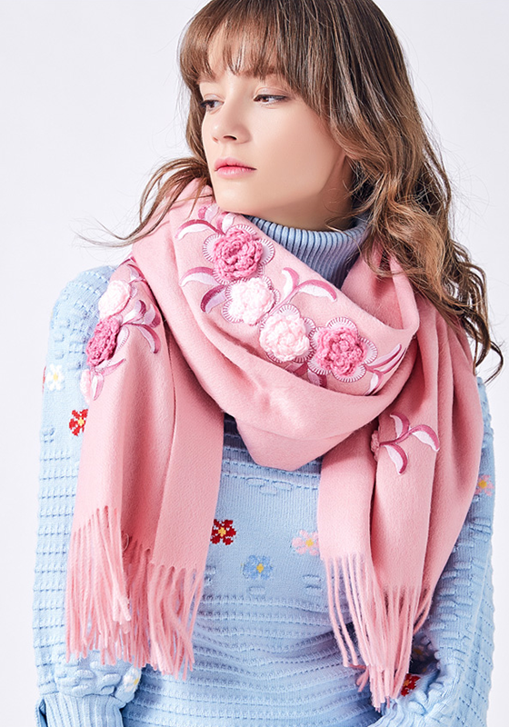 Embroidery Wool Scarf Embroidery Wool Scarf