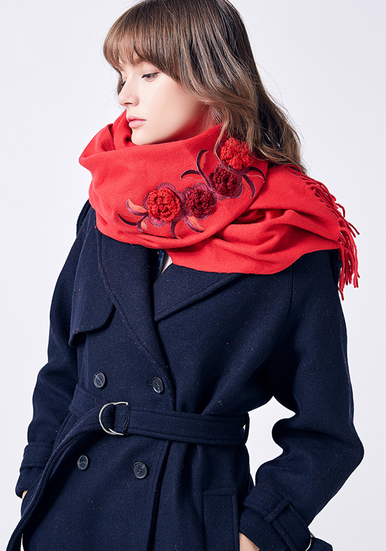 Embroidery Wool Scarf Embroidery Wool Scarf