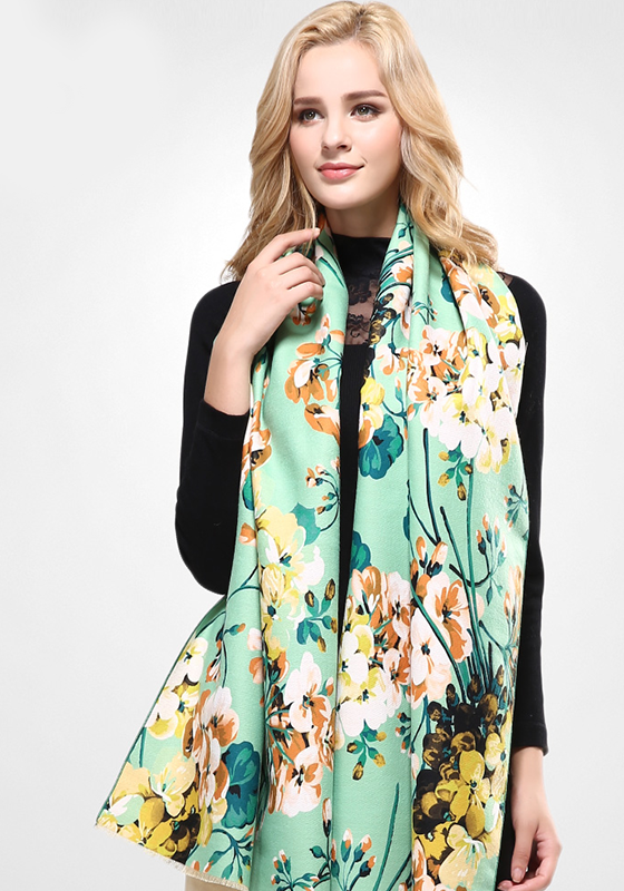 Brand Floral Wool Scarf Brand Floral Wool Scarf