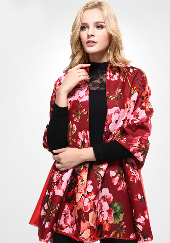 Brand Floral Wool Scarf Brand Floral Wool Scarf