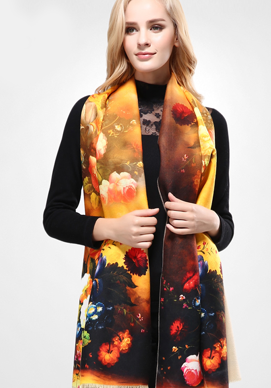 Wool Print Cashmere Scarf Wool Print Cashmere Scarf