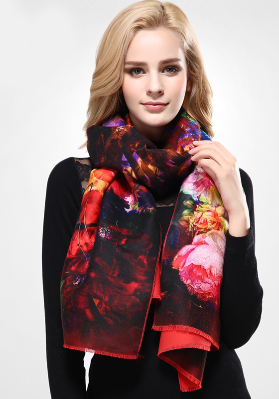Wool Print Cashmere Scarf Wool Print Cashmere Scarf