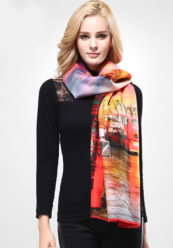 Wool Print Cashmere Scarf Wool Print Cashmere Scarf