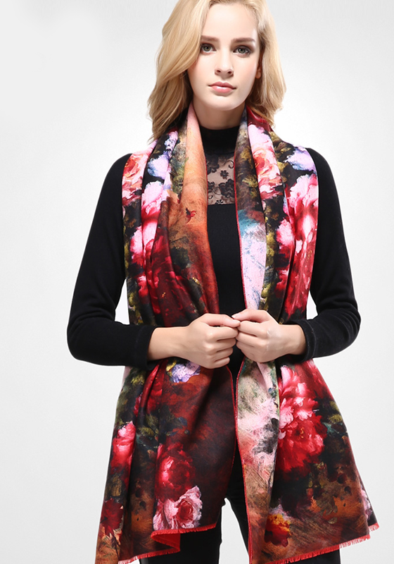 Wool Print Cashmere Scarf Wool Print Cashmere Scarf