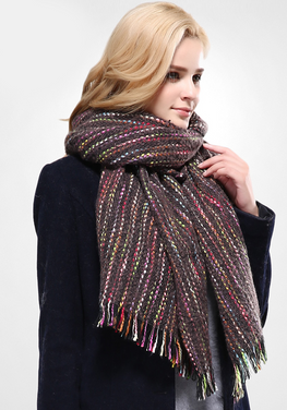 Colored Stripes Tassel Scarf