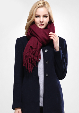 Solid Cotton Tassel Scarf